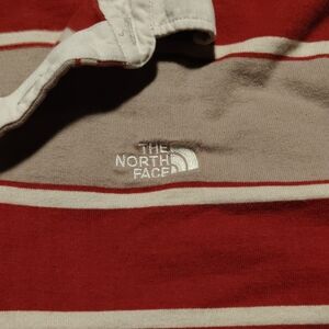 The North Face Red and Tan Striped Shirt